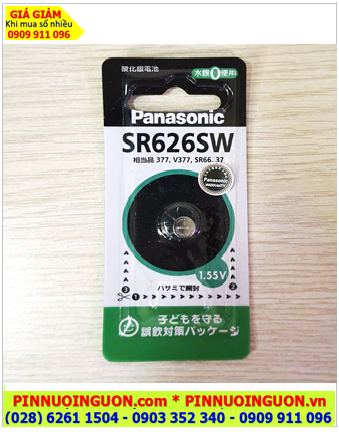 Panasonic SR626SW (Nội địa Nhật), Pin đồng hồ 1.5v Silver Oxide Panasonic SR626SW-Pin 377, Xuất xứ NHẬT